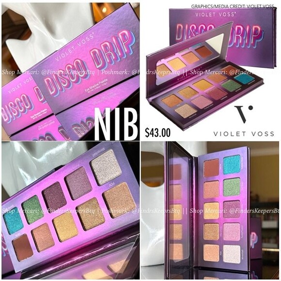 NIB Violet Voss Disco Drip Eyeshadow Palette Bold Colorful Metallics Shimmers - Picture 1 of 12